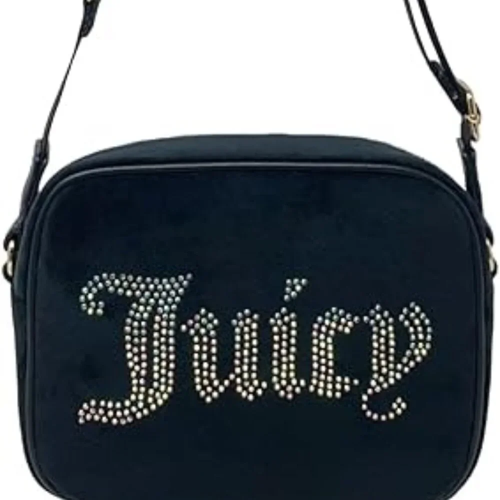 Juicy Couture Obsession Crossbody Camera Bag Black Velour NWT